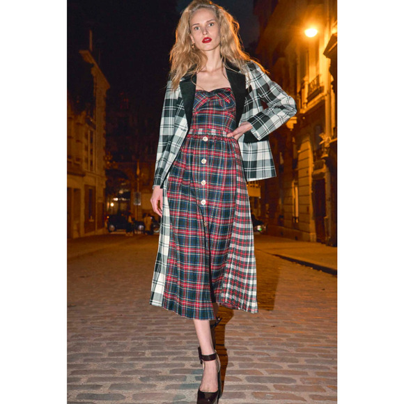 Hunter Bell Catherine Blazer Black White Plaid Checkered Large NEW - Picture 4 of 11